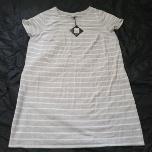 Grey and White Striped Tshirt Dress Ava & Viv 3x
